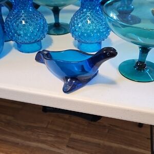 Elegant Blue Glass Seal Ornament